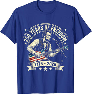 250th Anniversary Abraham Lincoln Playing Guitar 250 Years T-Shirt - T-Shirt | Royal