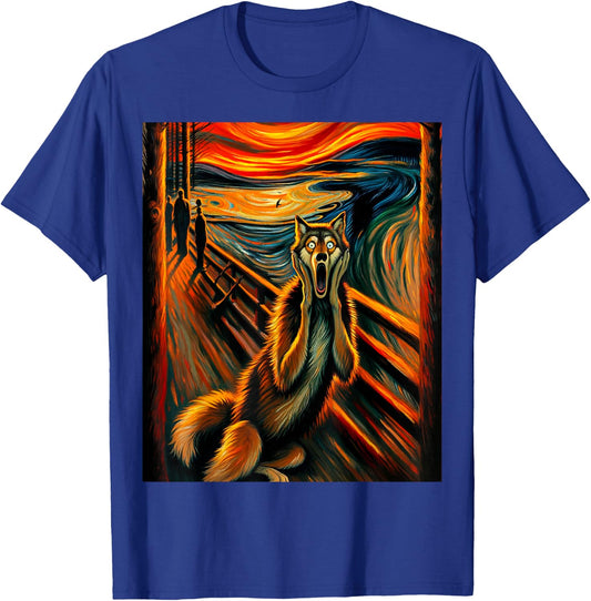 Expressionist Scream Stuff for Wolf Lovers | Artistic Wolf T-Shirt - T-Shirt | Royal
