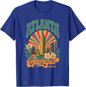 Atlanta Skyline Georgia Vintage City Souvenir Retro ATL T-Shirt - T-Shirt | Royal
