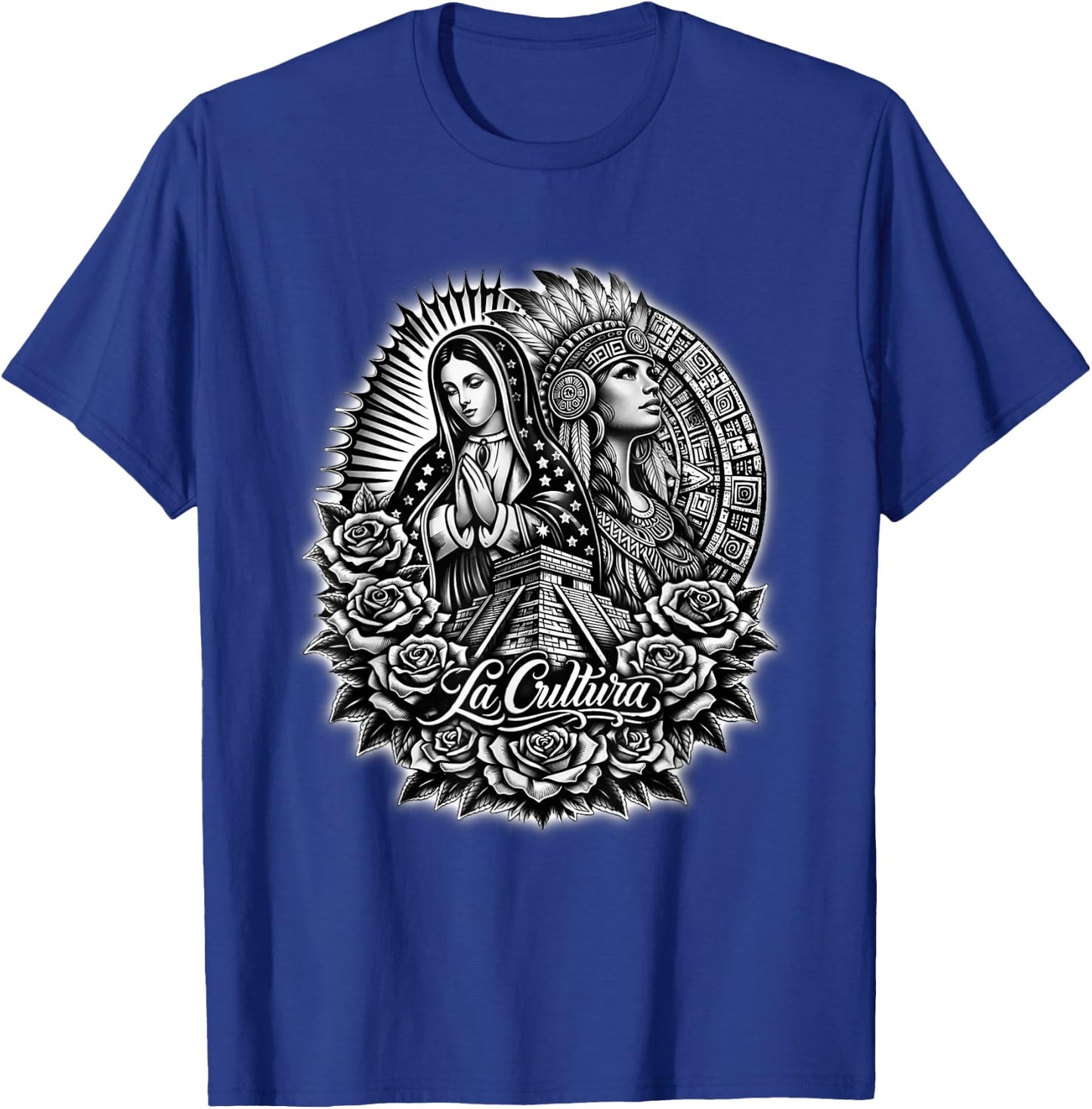 Virgen De Guadalupe Aztec Princess Mexico Azteca Mayan T-Shirt - T-Shirt | Royal