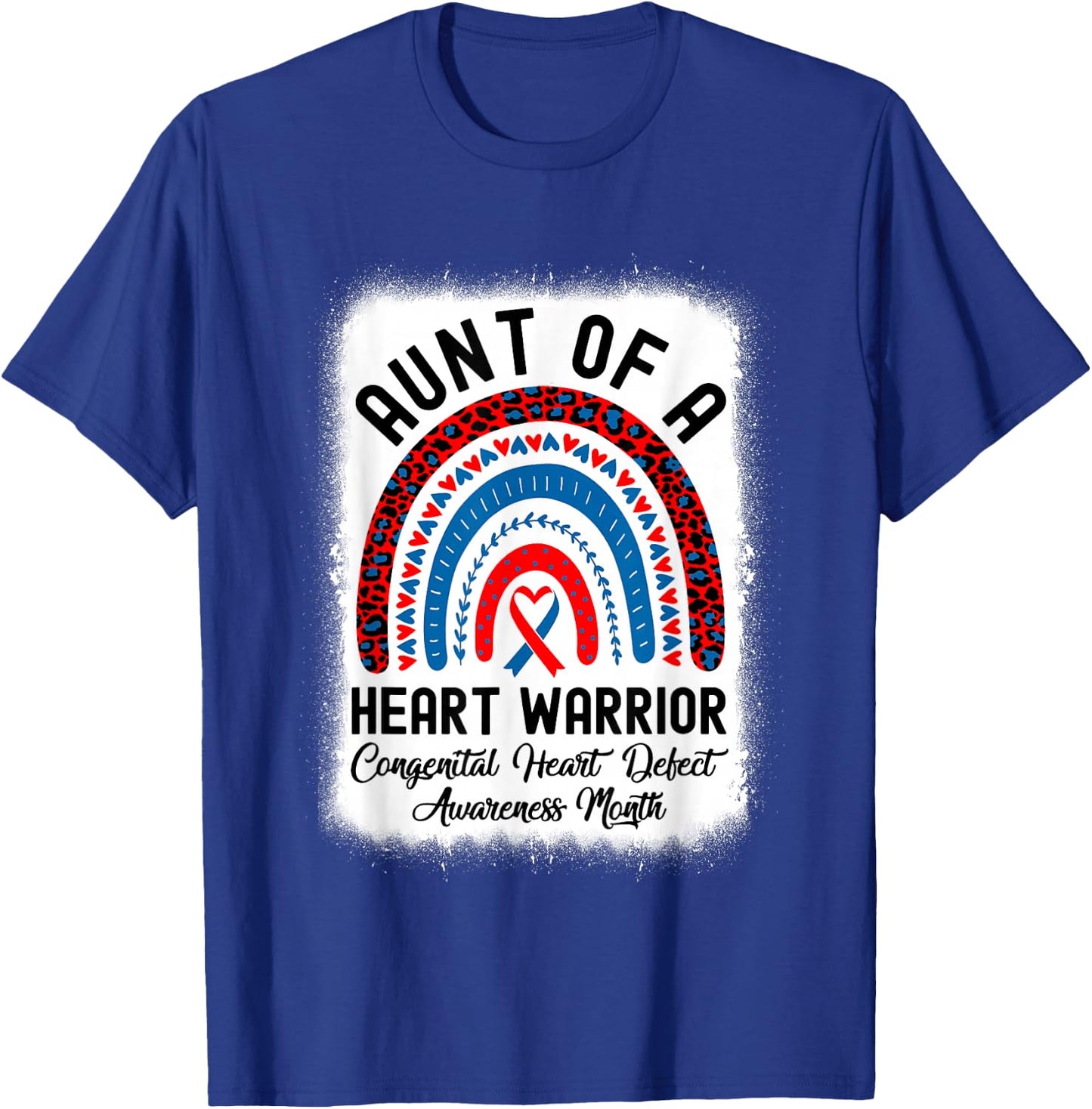 Aunt Of Warrior Chd Congenital Heart Defect Awareness Month T-Shirt - T-Shirt | Royal