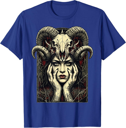 Gothic Horns Occult Witch Fantasy Demon Girl T-Shirt - T-Shirt | Royal