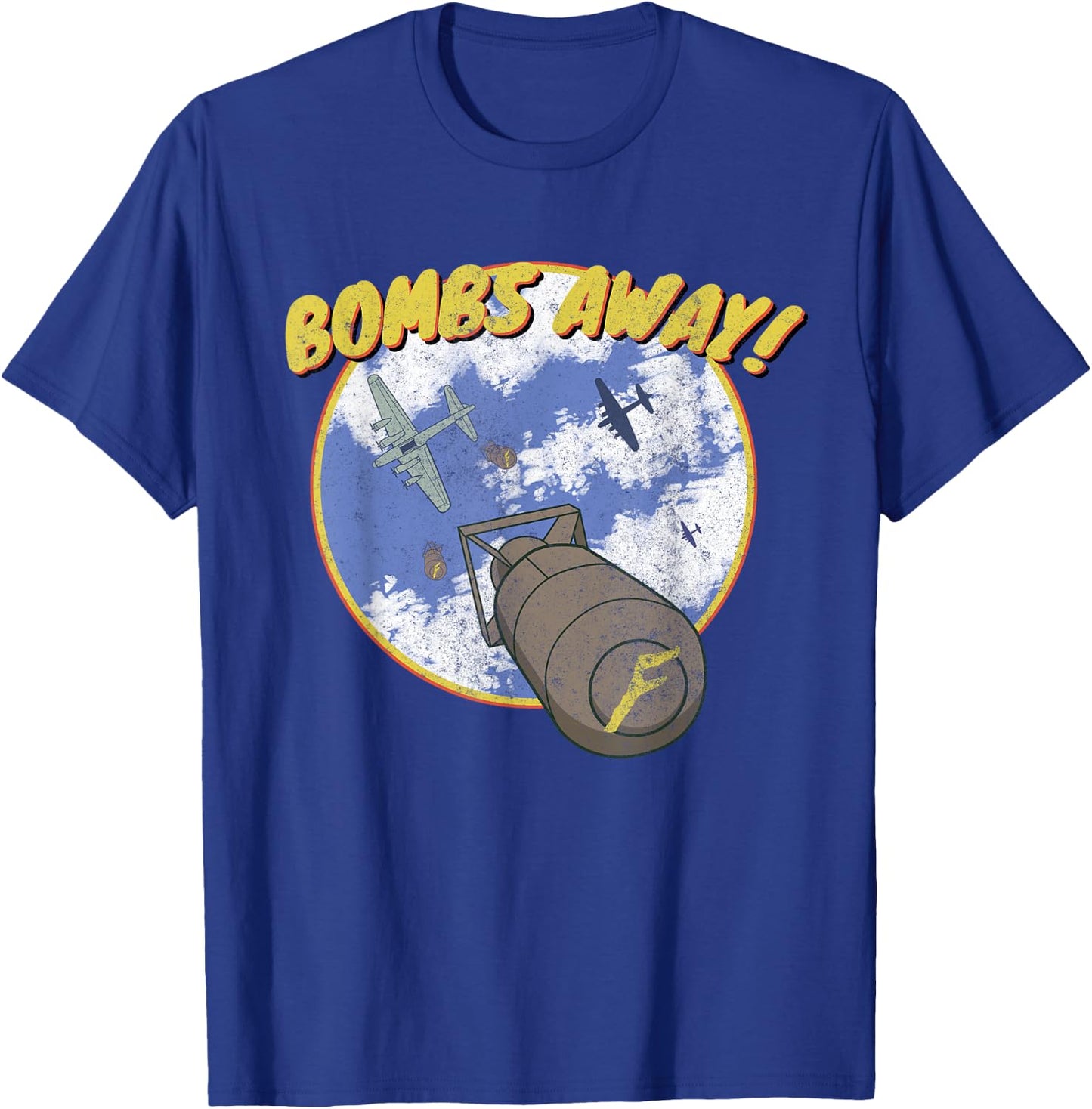 B-17 Classic Vintage Aviation Bomber Distressed F-Bomb T-Shirt - T-Shirt | Royal