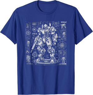 Mech Robot Design Sketch Drawing Art T-Shirt - T-Shirt | Royal
