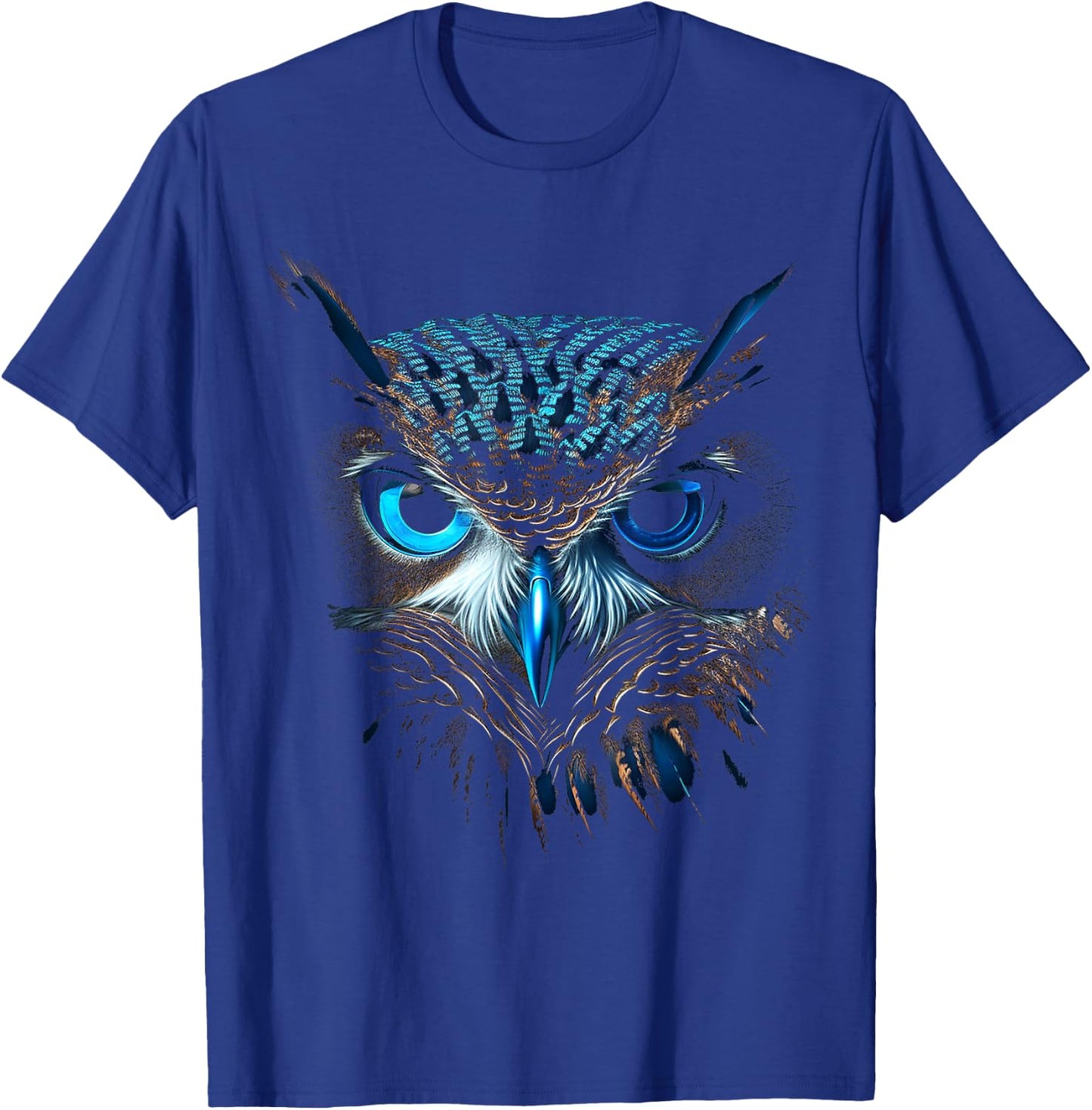 @n!mal Eule blaue Augen Tier Grafik Illustration Eule , , Kurzarm, Klein, Blue T-Shirt - T-Shirt | Royal