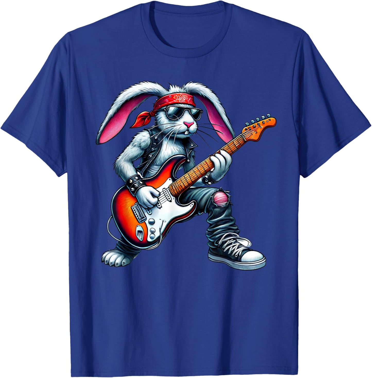 Cute Punk Rabbit, Rock'n Roll Goth, Guitar Kids Rock Star T-Shirt - T-Shirt | Royal