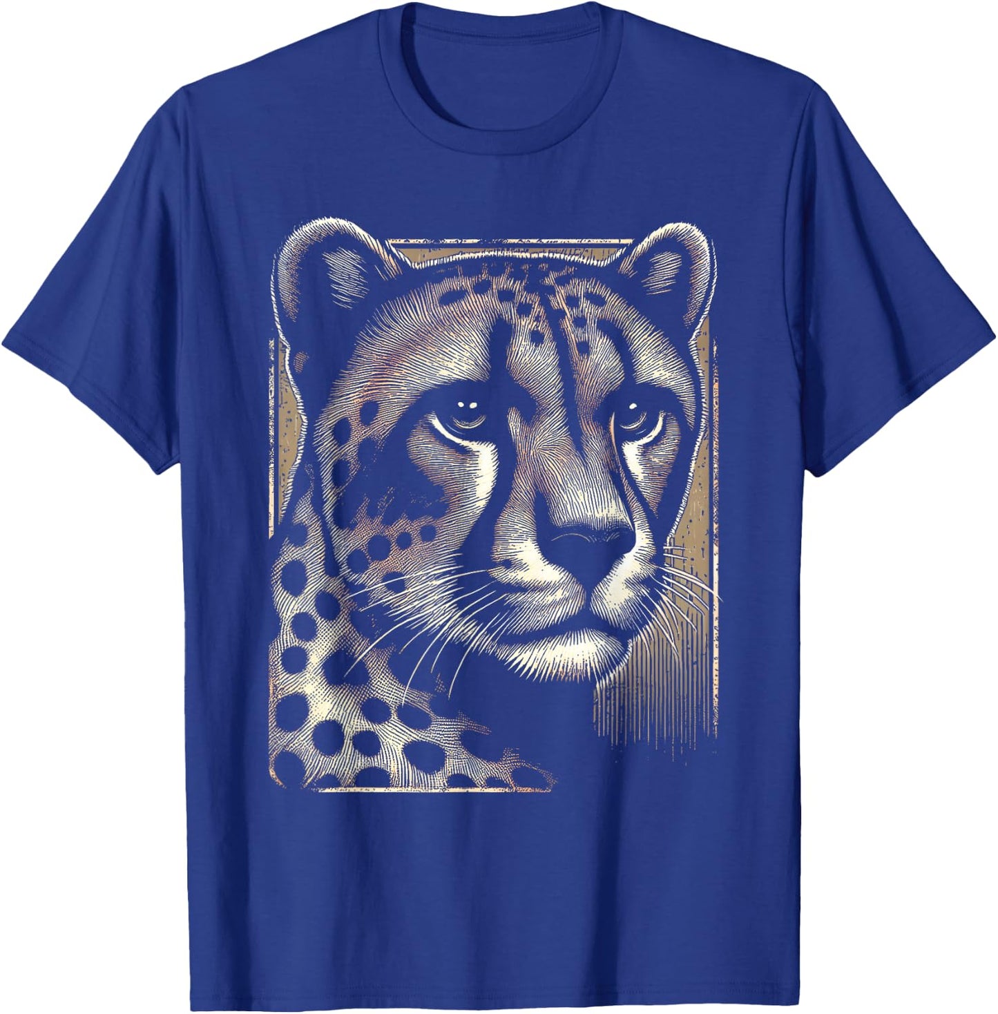 Cheetah Face Print T-Shirt - T-Shirt | Royal