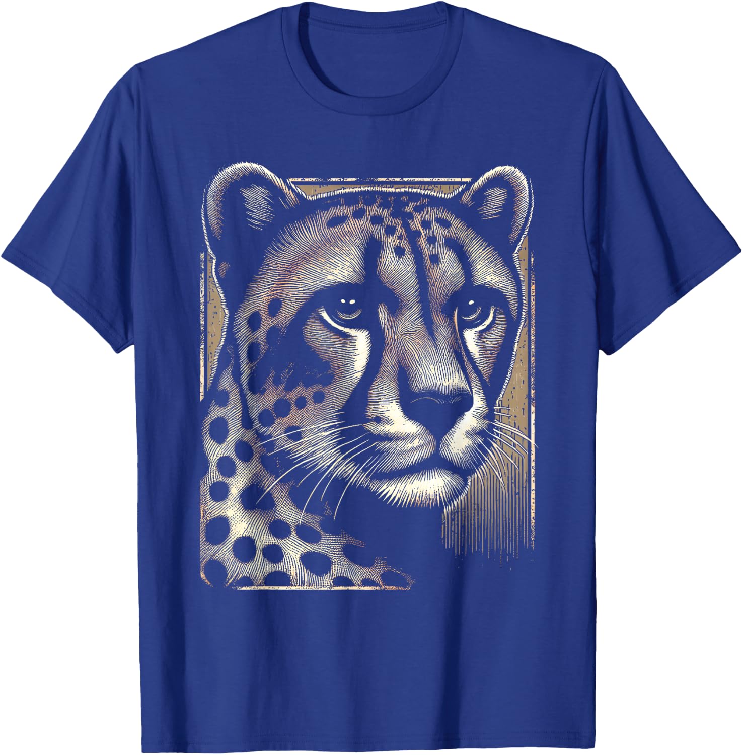 Cheetah Face Print T-Shirt - T-Shirt | Royal