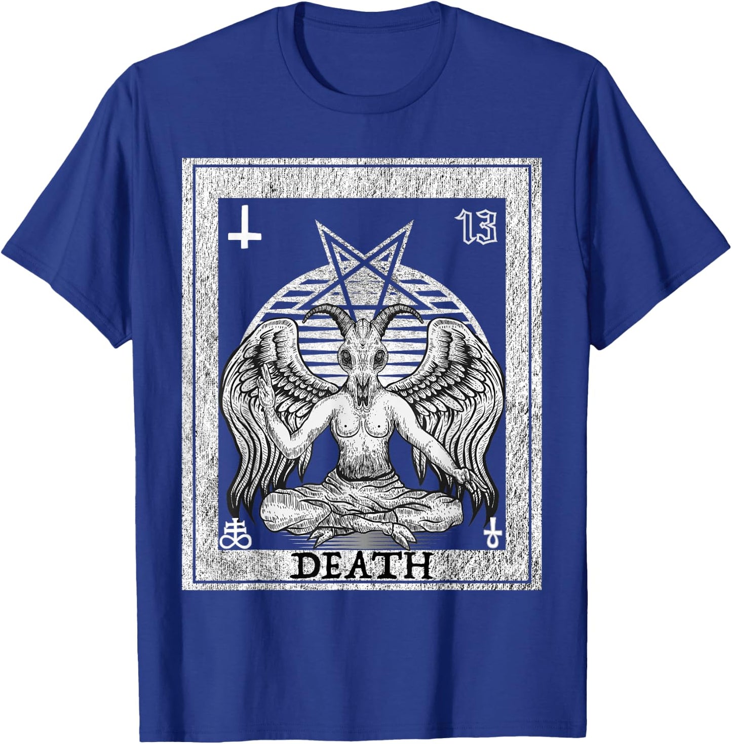 Death Occult Satan Goat Head Tarot Card Unholy Horror T-Shirt - T-Shirt | Royal