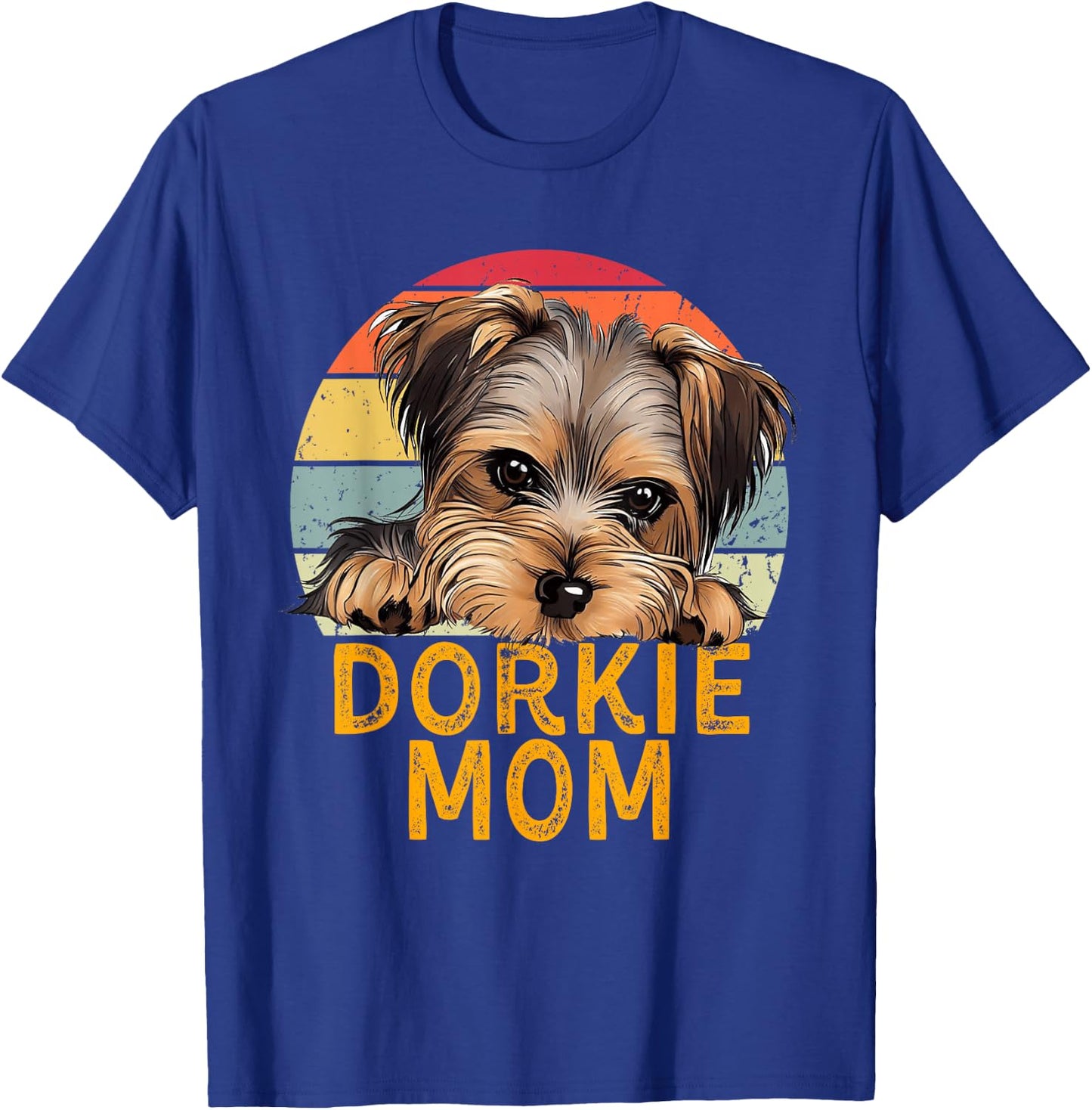Dorkie Mom Retro Vintage Sunset Puppy Pet Dog Lover T-Shirt - T-Shirt | Royal