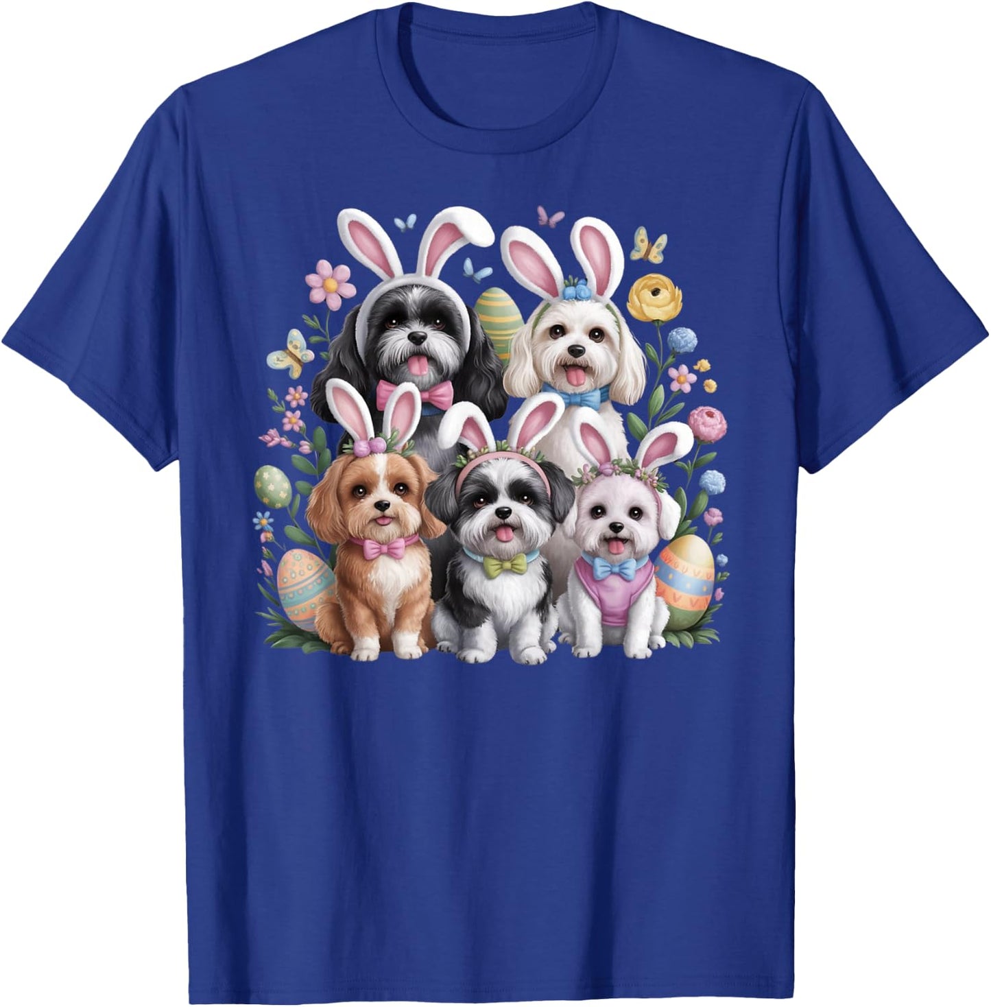 Easter Dogs with Bunny, Ears Easter Cute Funny Dogs Lover T-Shirt - T-Shirt | Royal