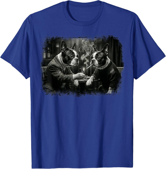 Funny Boston Terrier Dog Smoking Cigarette Meme T-Shirt - T-Shirt | Royal
