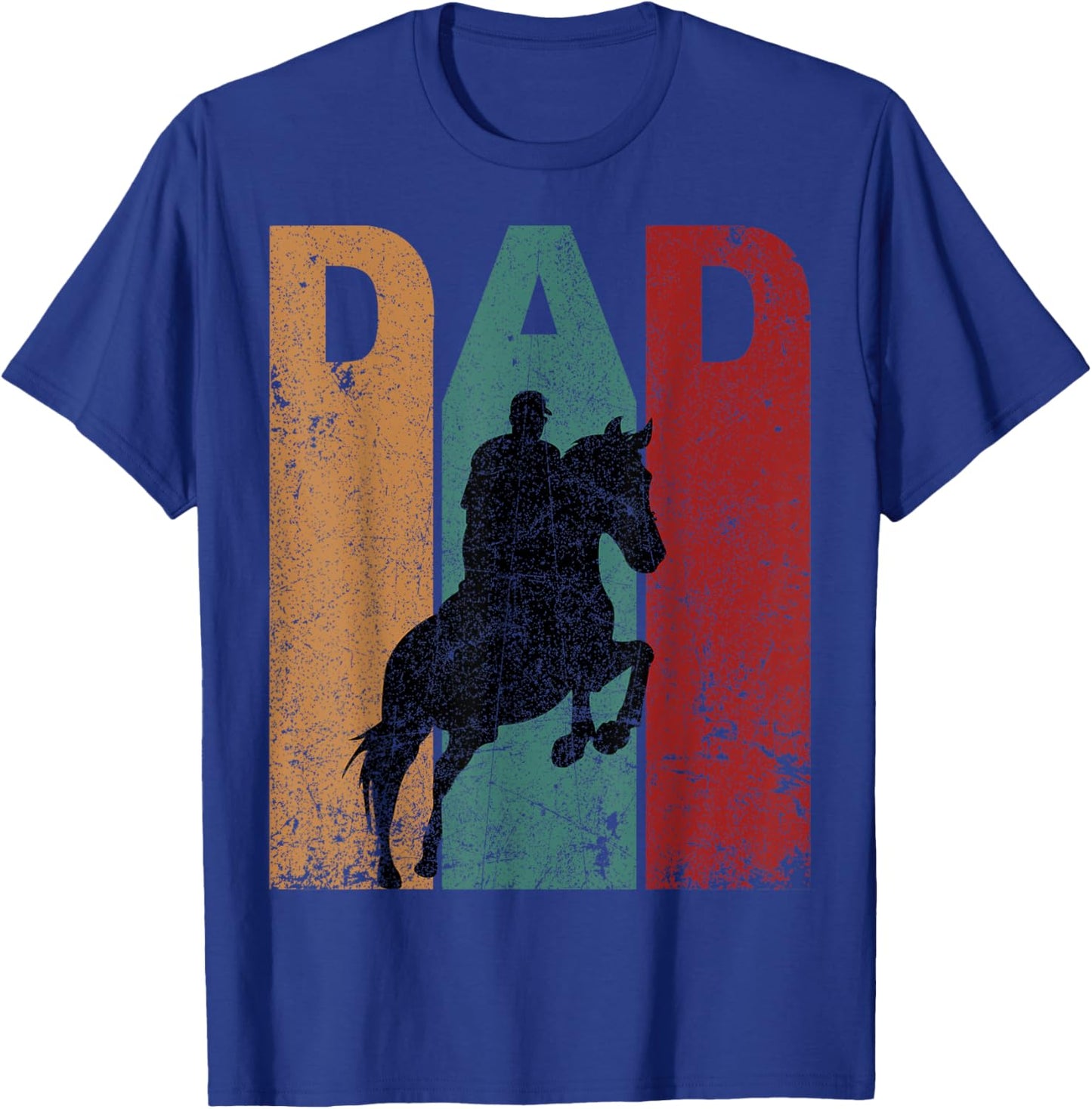 Vintage Horseback Riding Dad Silhouette Father's Day Retro T-Shirt - T-Shirt | Royal