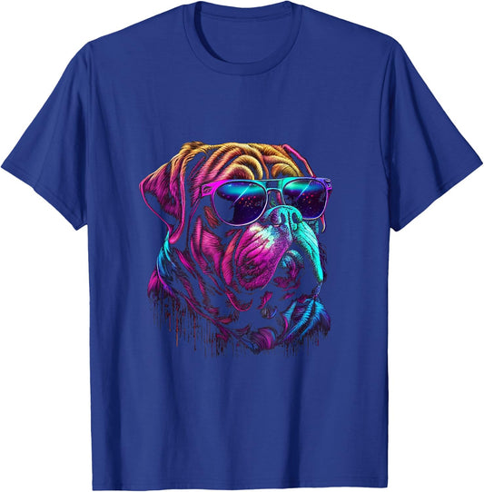 Funny Dogue De Bordeaux owner Vaporwave Notorious DJ T-Shirt - T-Shirt | Royal