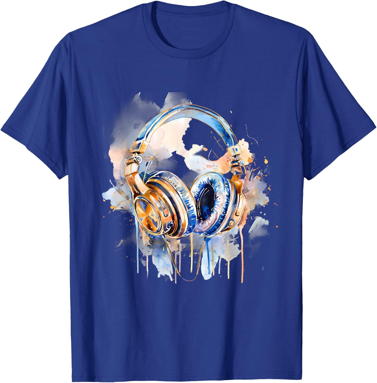 Headphones Music DJ Splash EDM Music Headphones Music Lover T-Shirt - T-Shirt | Royal