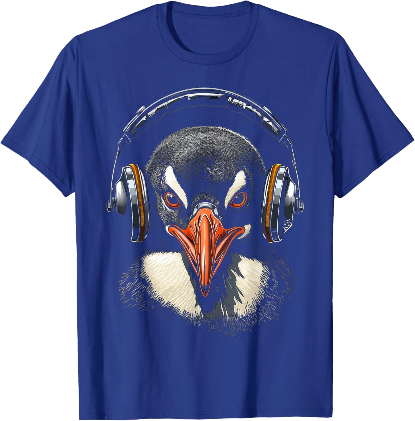 Penguin Headphone Animal Motif Music Artwork Penguin T-Shirt - T-Shirt | Royal