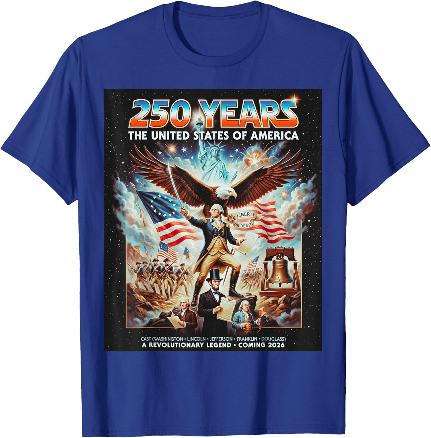 Funny United States 250 Anniversary Retro Poster T-Shirt - T-Shirt | Royal