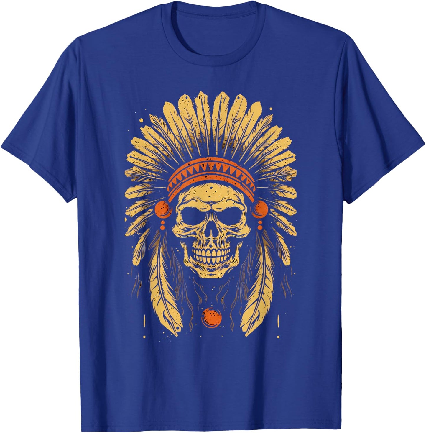 Skull Indian Headdress, Skull Chief Indian Skull Motorcycle T-Shirt - T-Shirt | Royal
