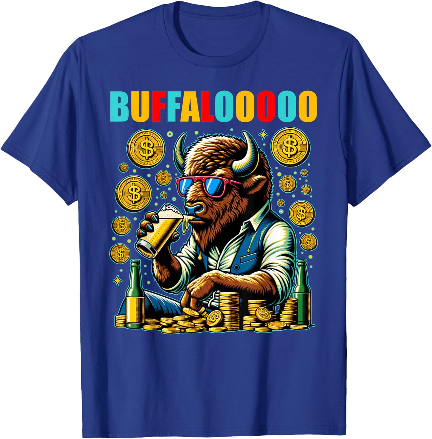 Lucky Buffalo Casino Slot Machine BUFFALOOOOO Gambling T-Shirt - T-Shirt | Royal