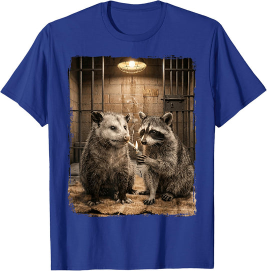 Raccoon Opossum Smoking T-Shirt - T-Shirt | Royal