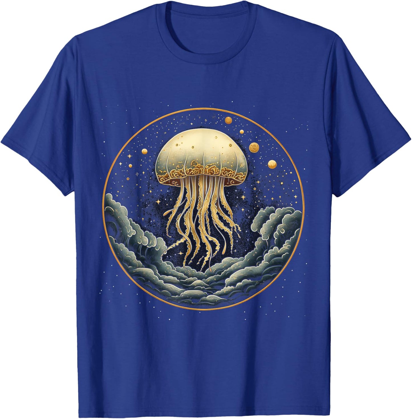 Jellyfish Celestial Aesthetic Art Deco Dark Ocean Animal T-Shirt - T-Shirt | Royal