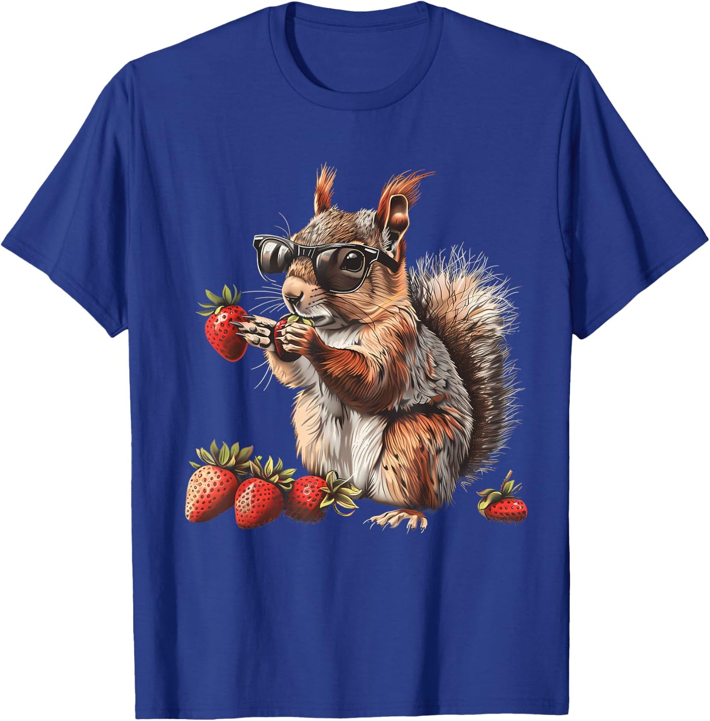 Strawberry Squirrel Colourful Wildlife Artwork Sunglasses T-Shirt - T-Shirt | Royal