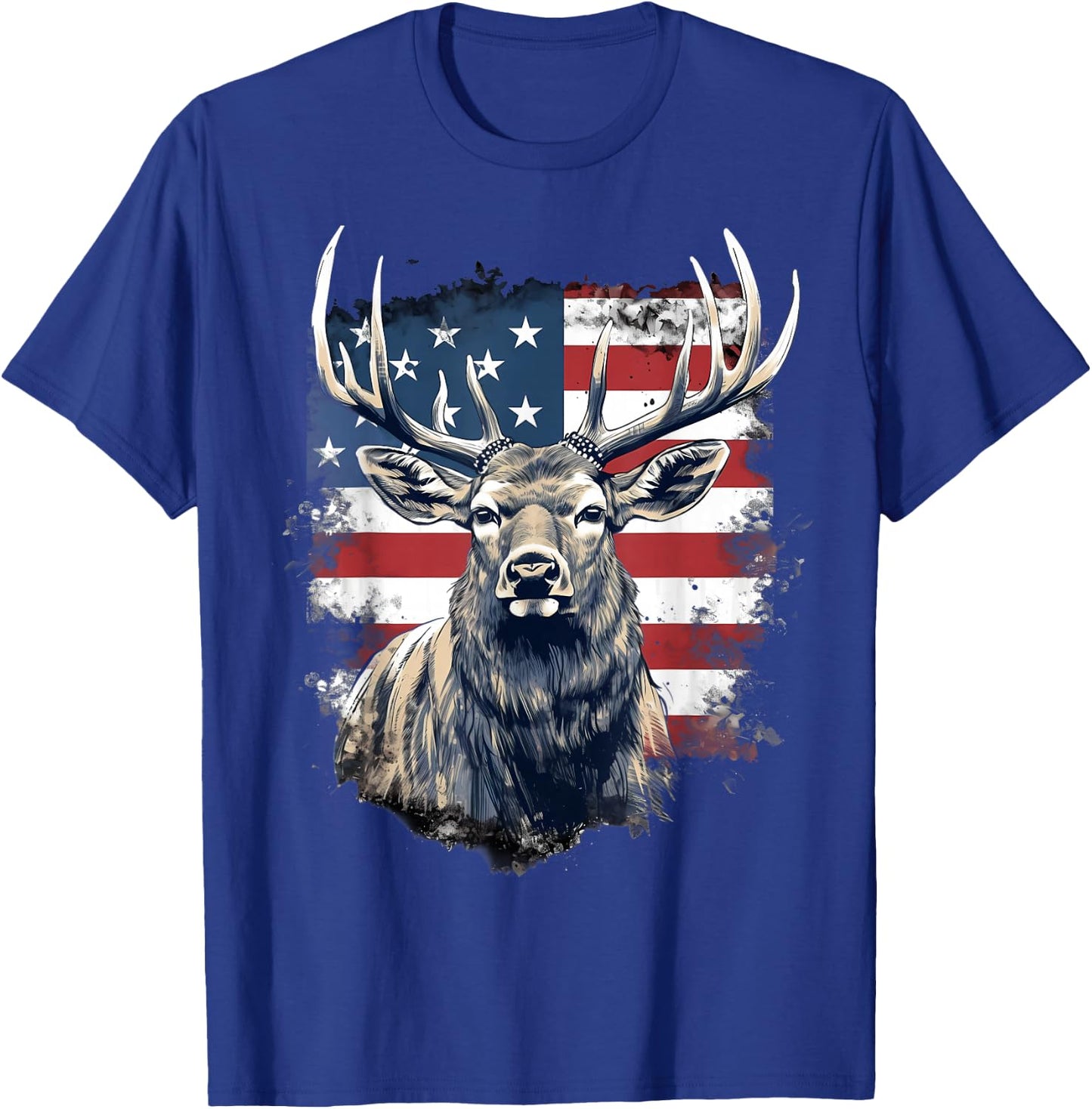 4th Of July US Flag Elk T-Shirt - T-Shirt | Royal