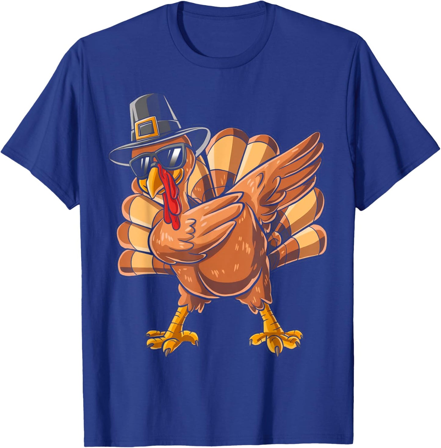 Funny Thanksgiving Turkey Pilgrim Dabbing Dab Dance Turkey T-Shirt - T-Shirt | Royal