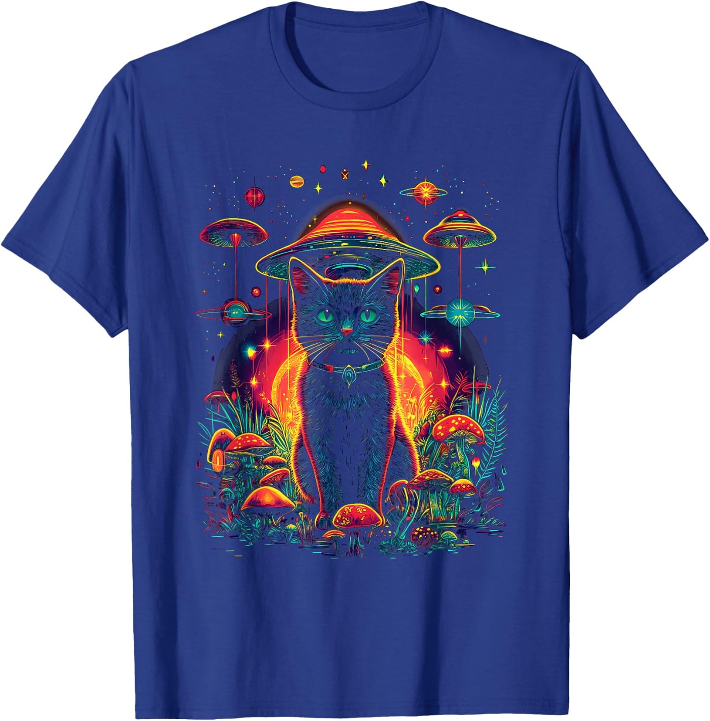 Psychedelische Katze im Weltraum Trippy Alien Galaxy Visual T-Shirt - T-Shirt | Royal