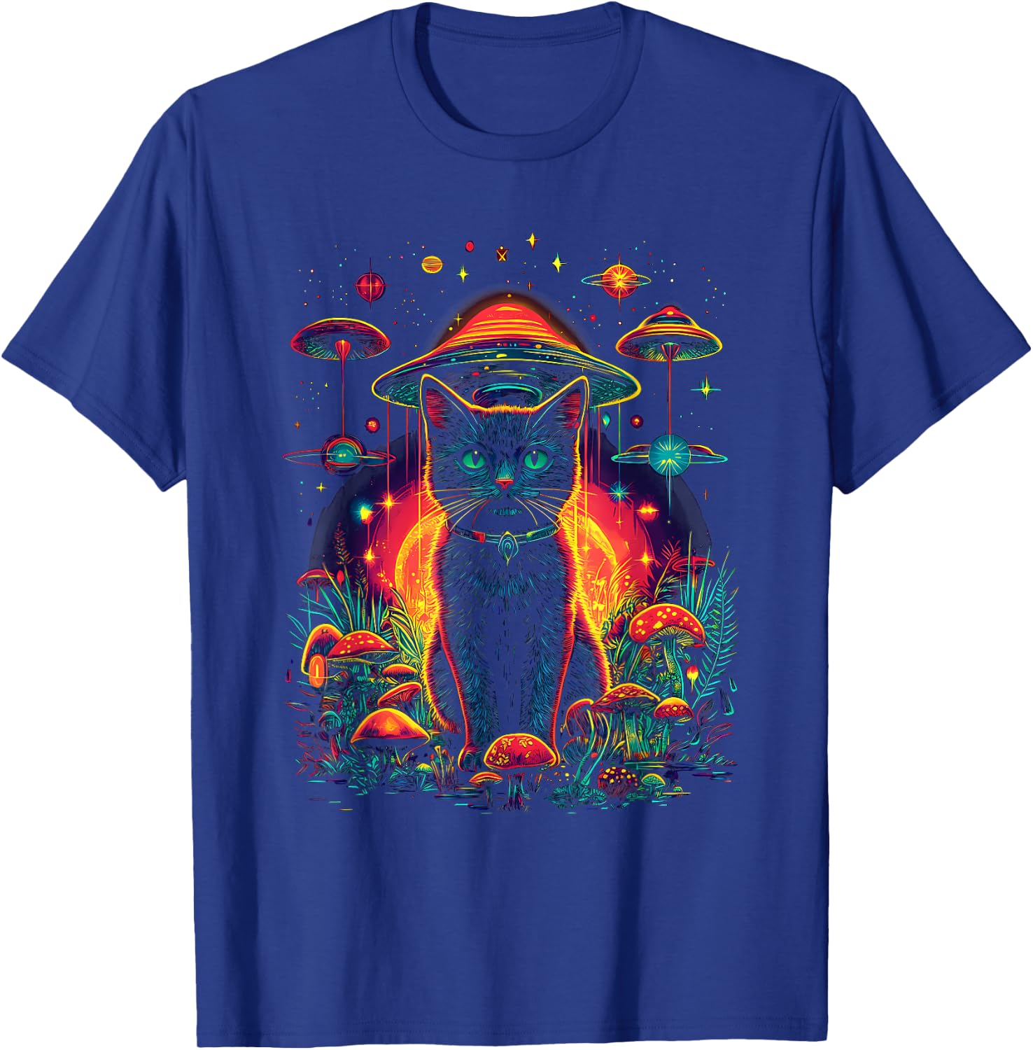 Psychedelische Katze im Weltraum Trippy Alien Galaxy Visual T-Shirt - T-Shirt | Royal