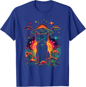 Psychedelische Katze im Weltraum Trippy Alien Galaxy Visual T-Shirt - T-Shirt | Royal