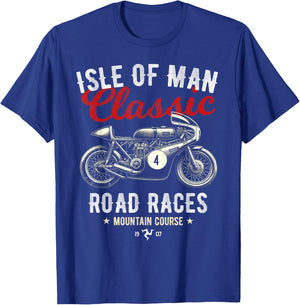 Retro Isle of Man TT Races Vintage Motorcycle Race , Black, S T-Shirt - T-Shirt | Royal