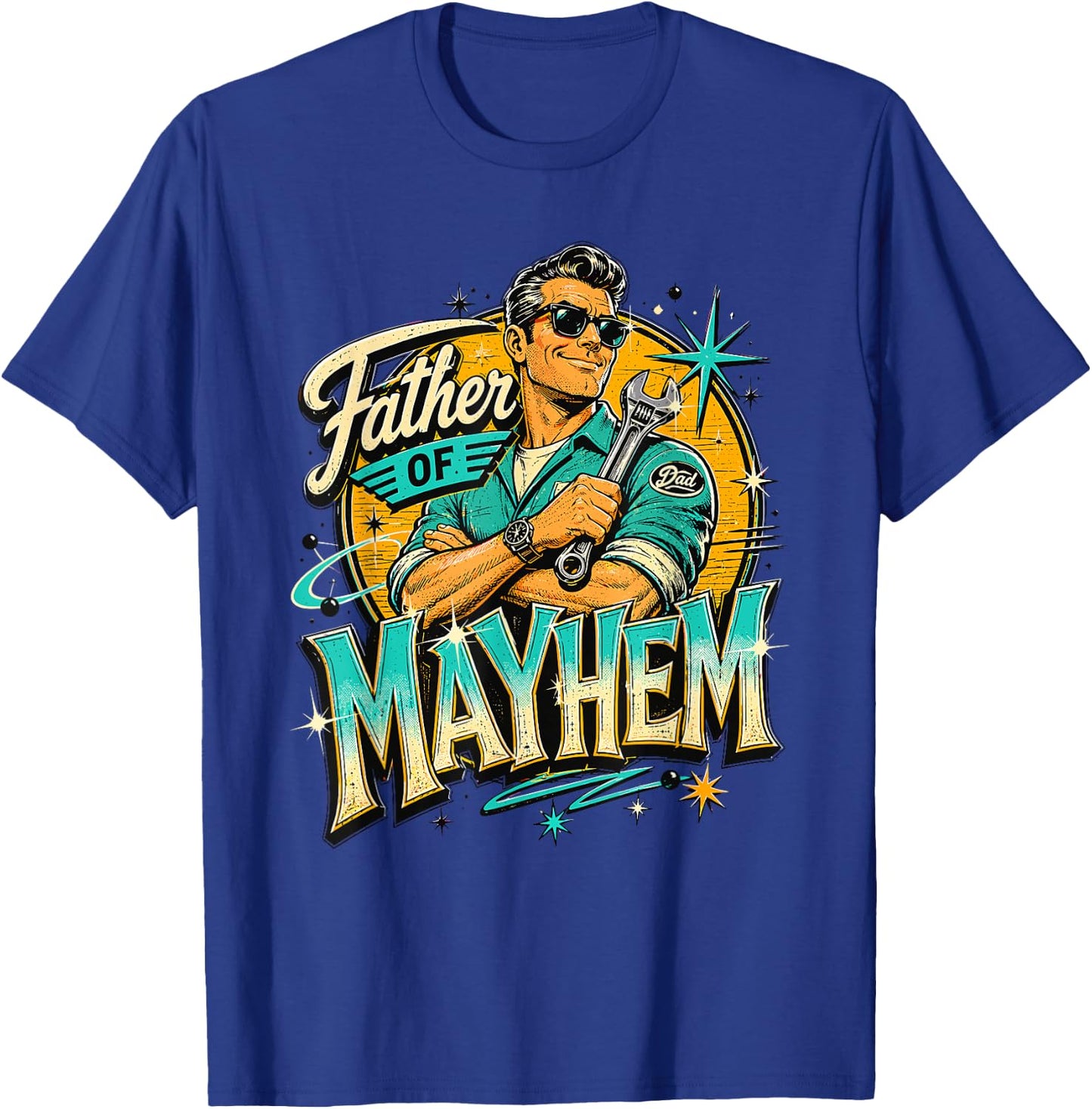Father's Day Father of Mayhem Funny Dad Matching Family T-Shirt - T-Shirt | Royal