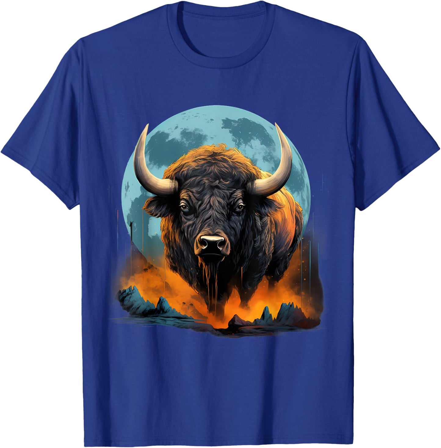 Bison Colorful Nature Buffalo Motif Savanna Safari Wildlife T-Shirt - T-Shirt | Royal