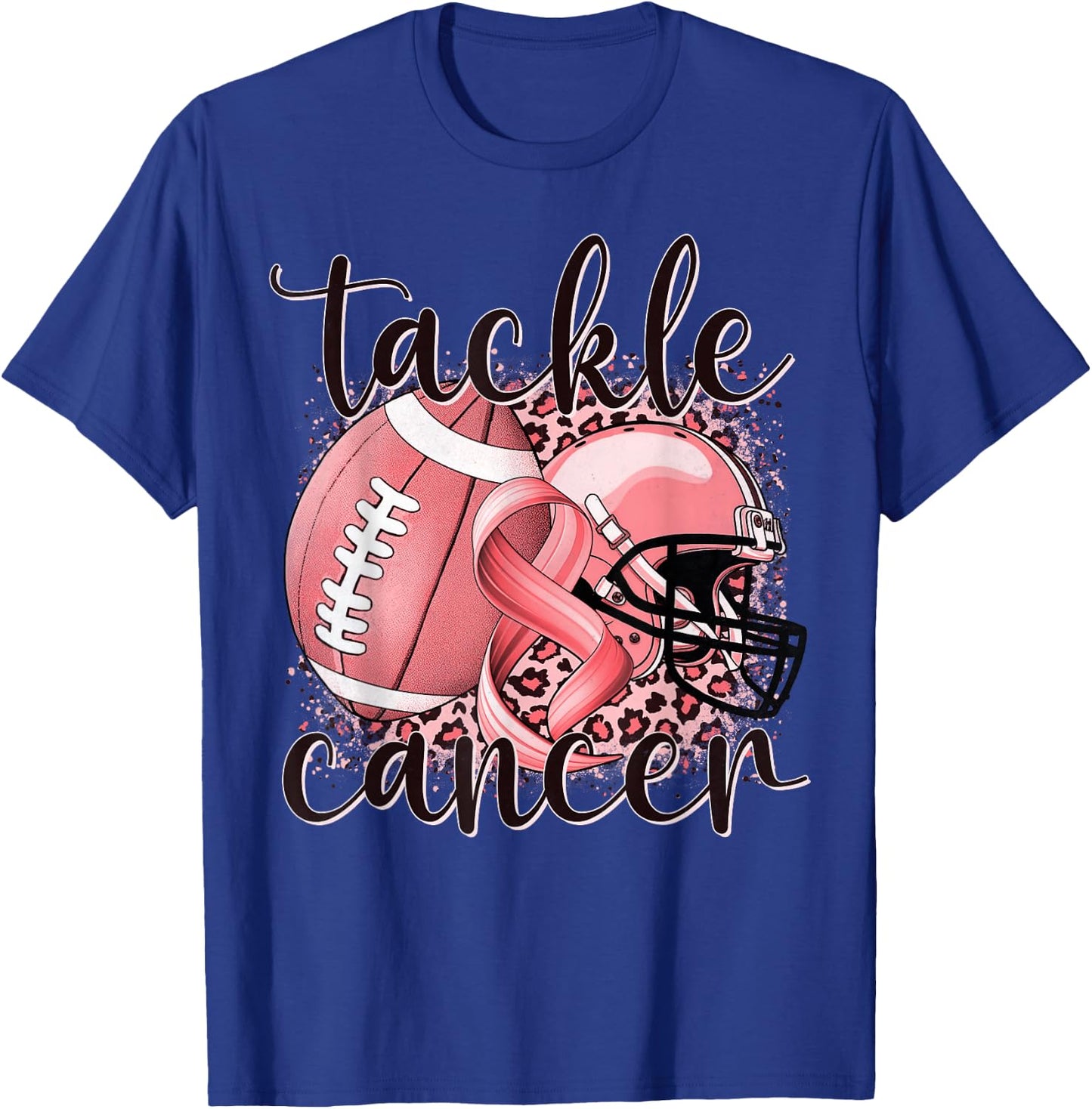 Tackle Uterine Cancer Football Lover Warrior Peach Ribbon T-Shirt - T-Shirt | Royal
