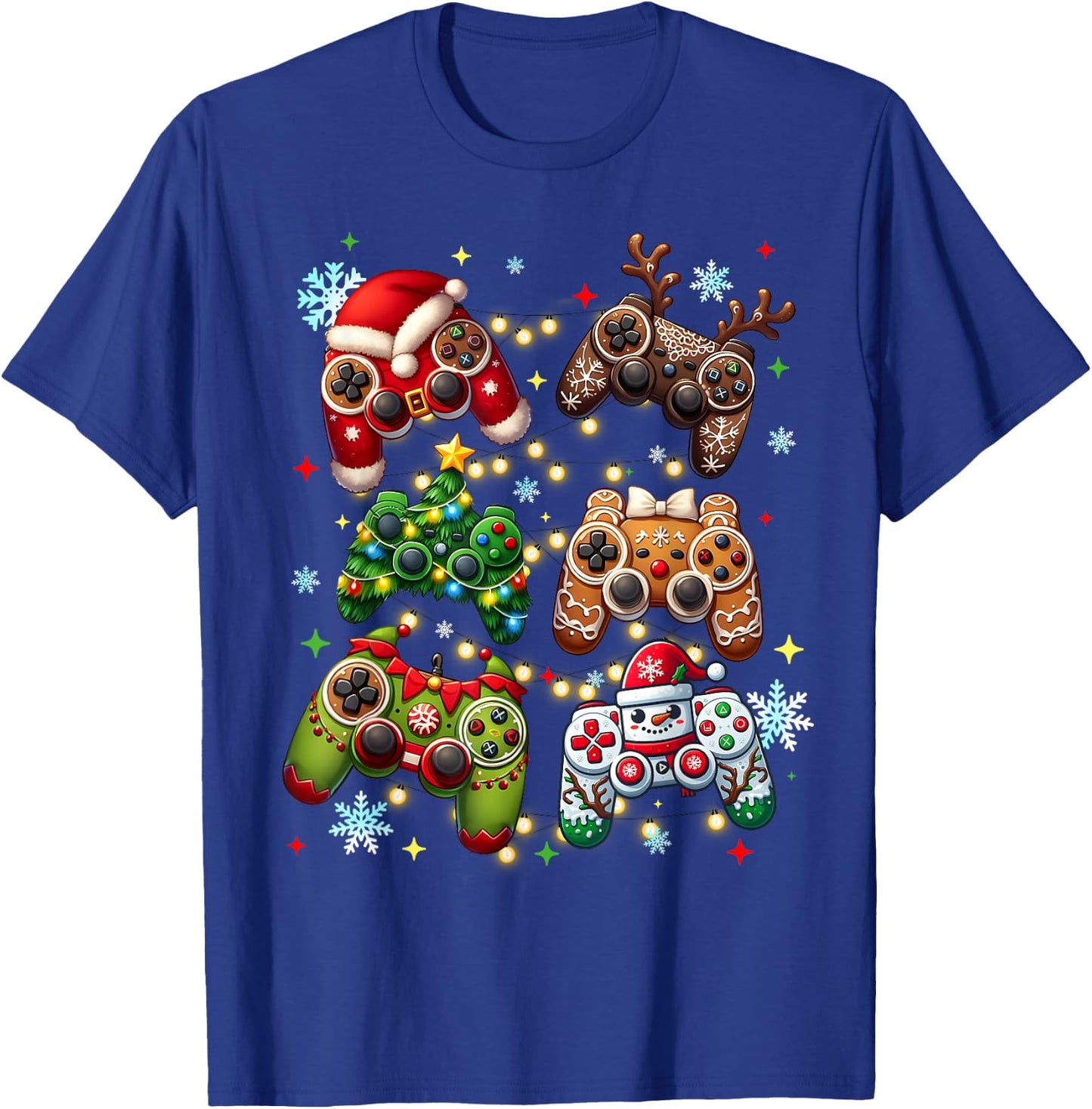 Boys Christmas Shirt Santa Elf Gaming Controllers Gamer Xmas T-Shirt - T-Shirt | Royal