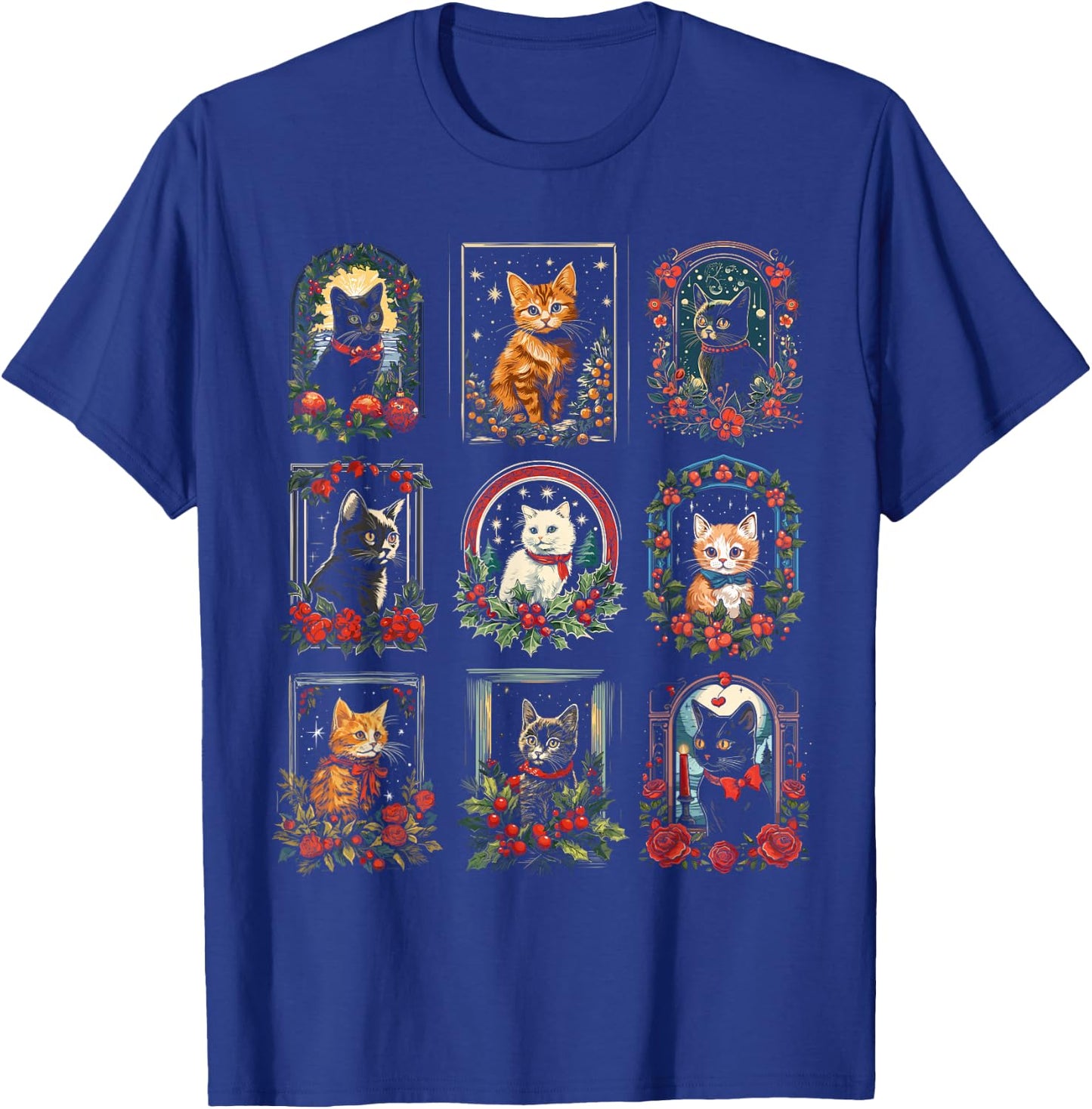 Vintage Kitten Christmas Cats, Cat Mom, Cat Dad Women, Men T-Shirt - T-Shirt | Royal
