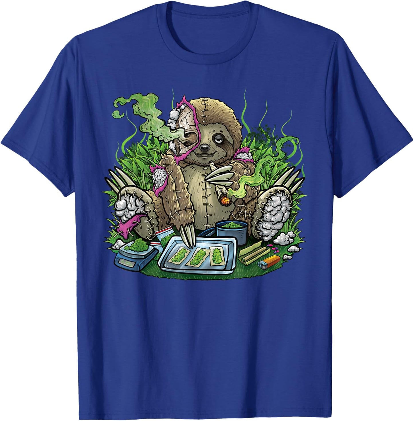 420 Sloth Stiffer Costume Hemp Leaf Cannabis Marijuana Weed , black T-Shirt - T-Shirt | Royal