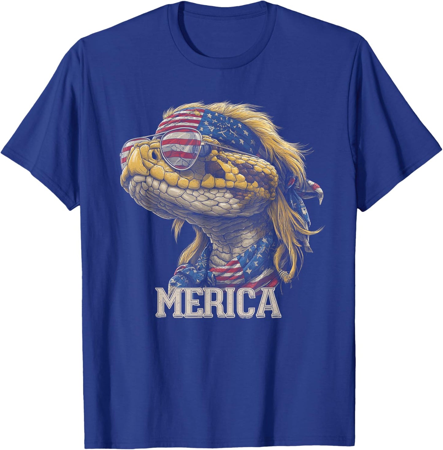 Rattlesnake Snake - Patriotic 4th of July American Flag T-Shirt - T-Shirt | Royal