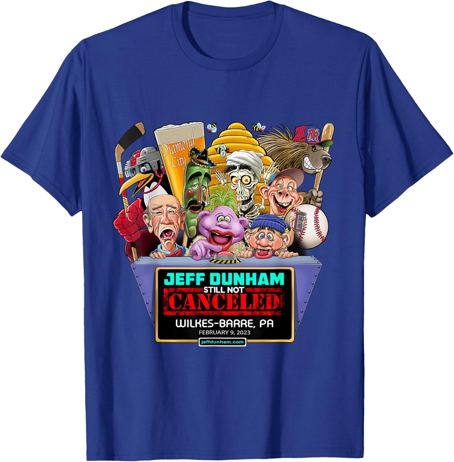 Jeff Dunham Wilkes-Barre, PA (2023) T-Shirt - T-Shirt | Royal