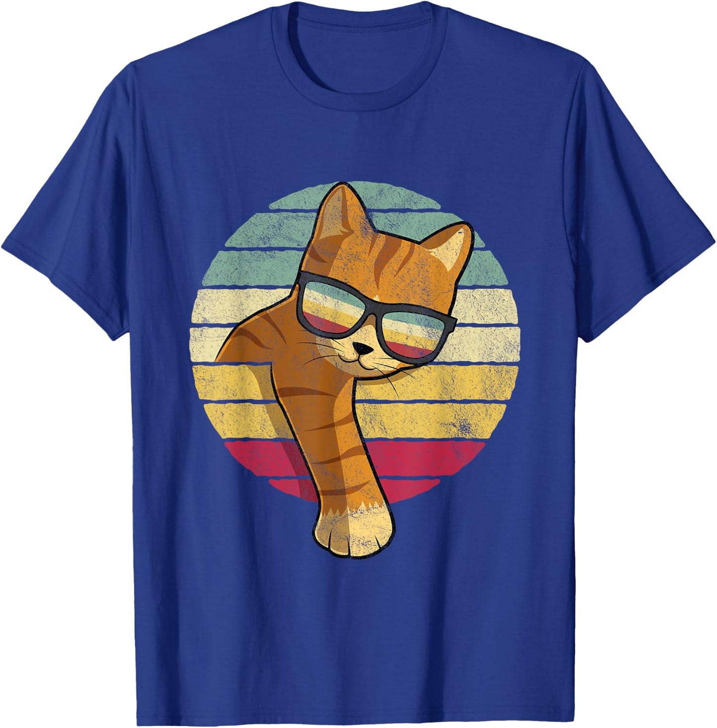 Retro Tabby Cat - Funny Orange Cat Sunglasses T-Shirt - T-Shirt | Royal