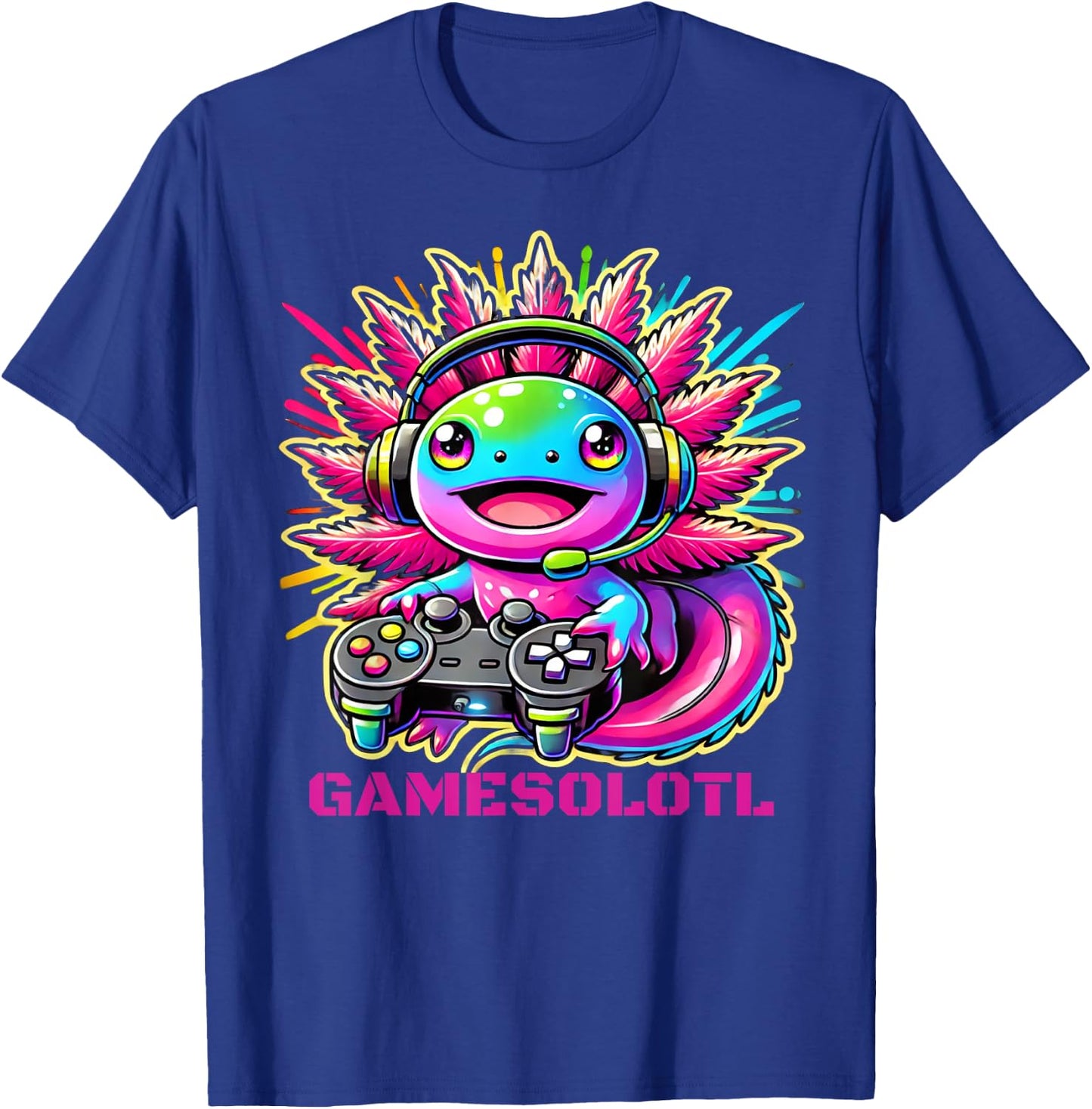 Gamesolotl Axolotl Gamer Cute Anime Kawaii Boys Girls T-Shirt - T-Shirt | Royal