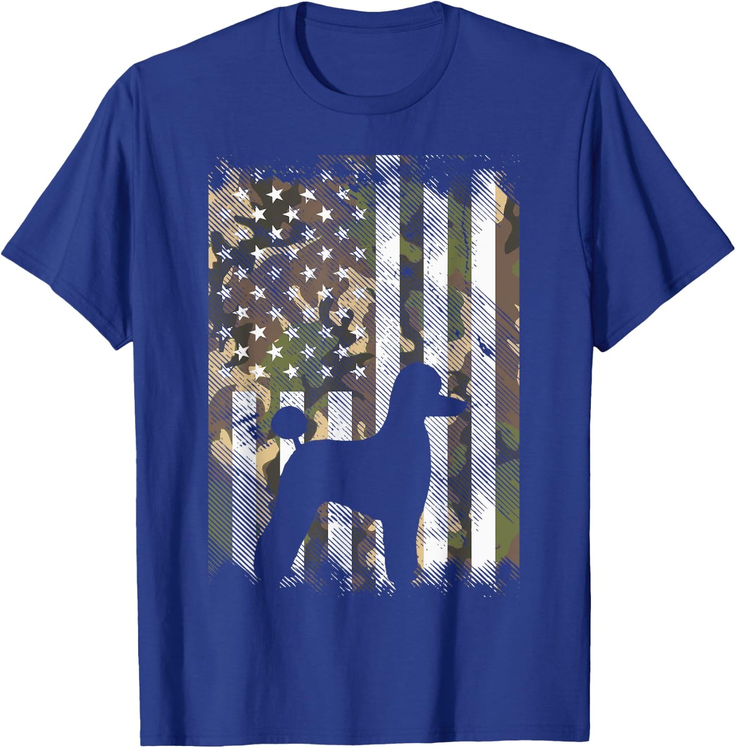 Camo America Flag Poodle Vintage Patriotic Dog Lover Gift T-Shirt - T-Shirt | Royal