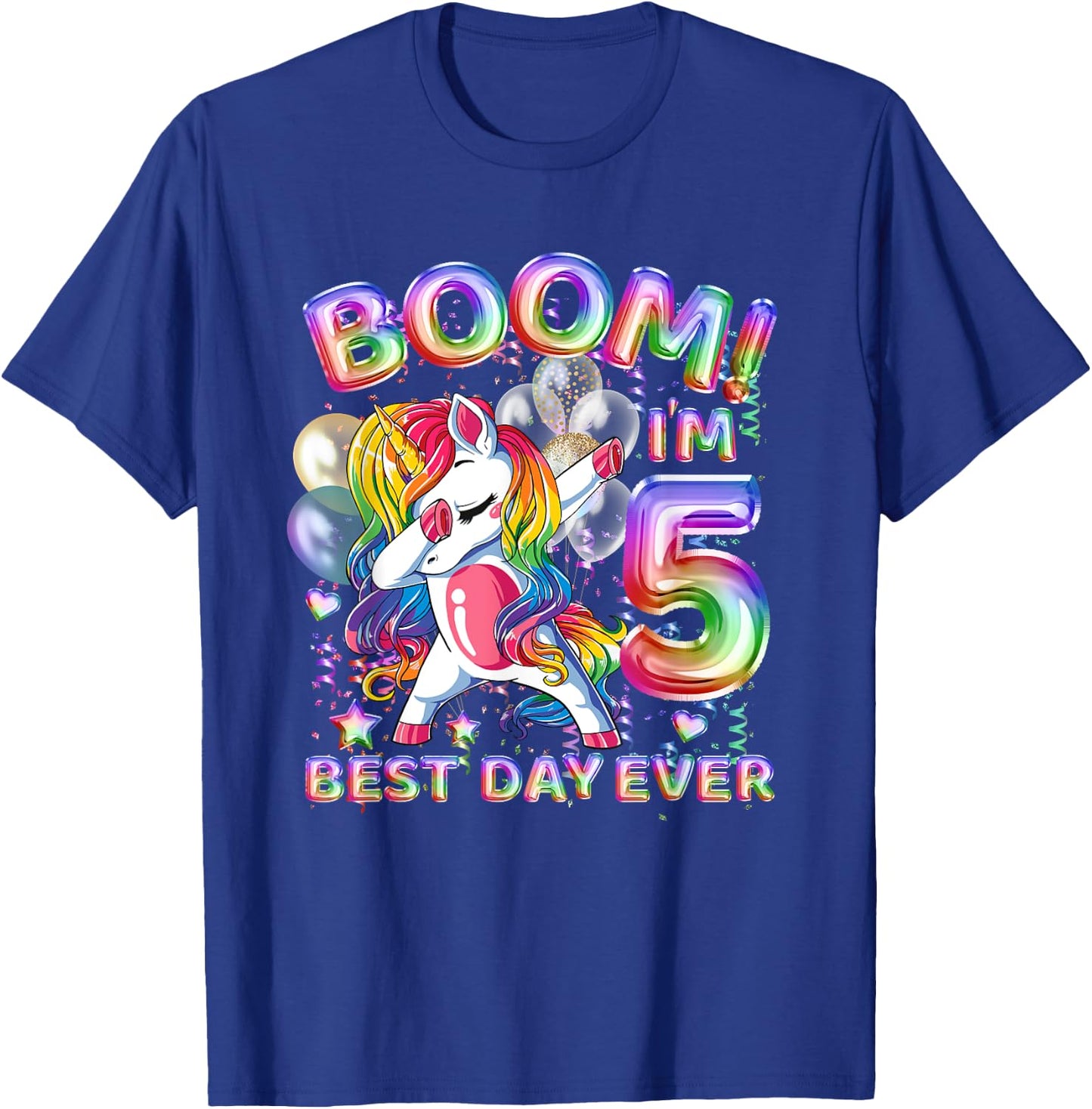 Cute Unicorn 5th Birthday Girl Party 5 Years Old Dabbing T-Shirt - T-Shirt | Royal