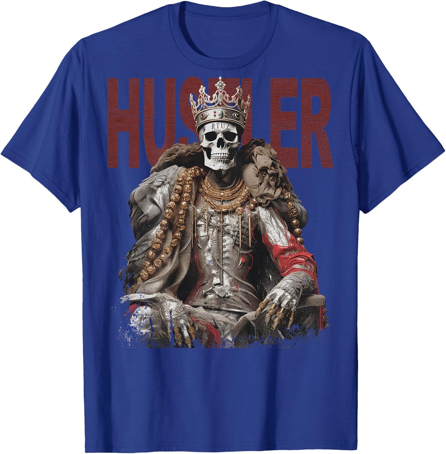 Backprint Streetwear Mode Vintage Damen Herren Schädel Skull T-Shirt - T-Shirt | Royal