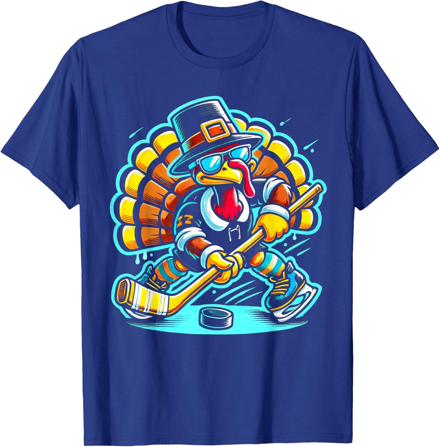 Thanksgiving Ice Hockey Turkey Day Fall T-Shirt - T-Shirt | Royal