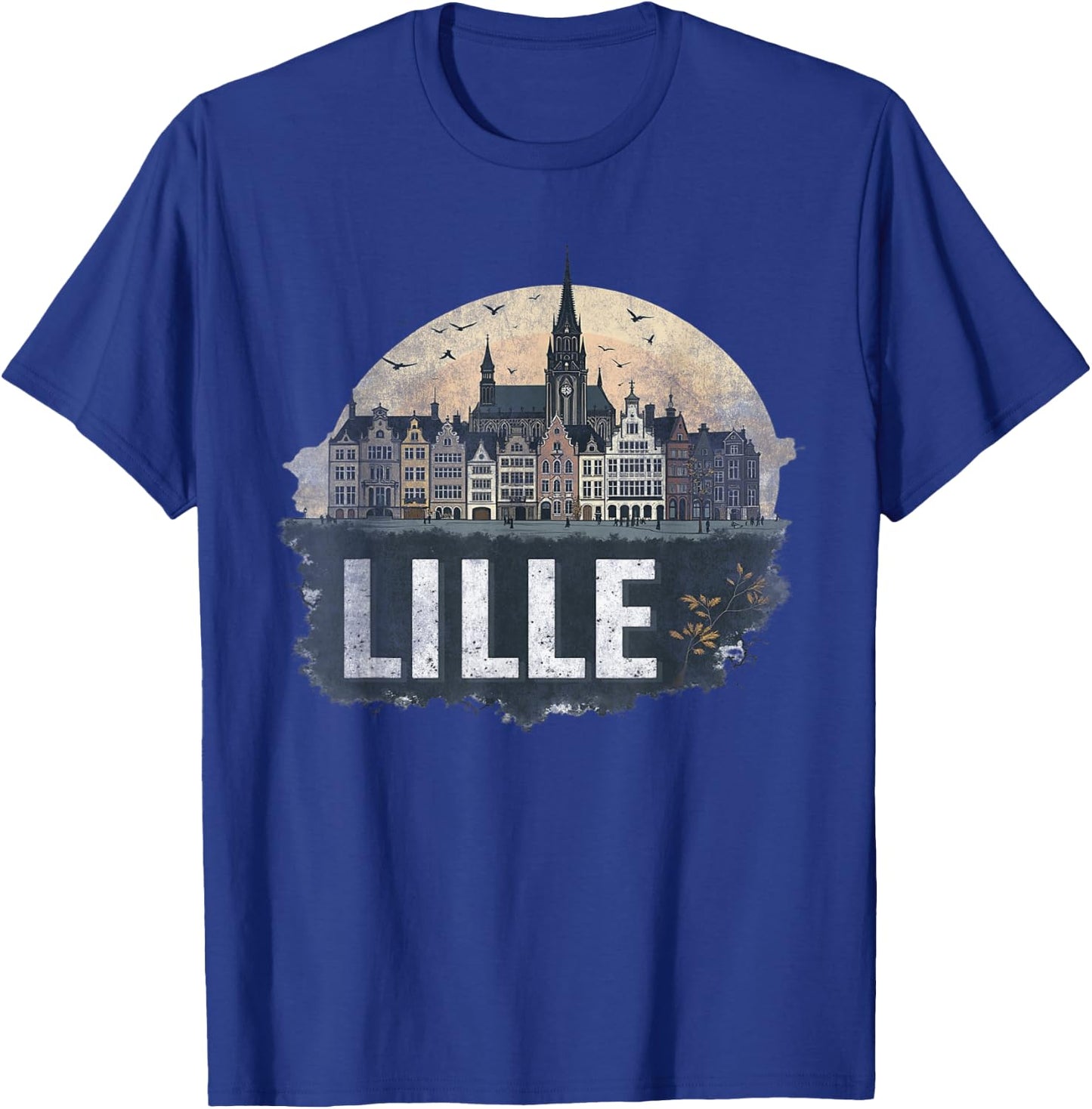 Souvenir Vintage Lille Landscape Retro , Black, S T-Shirt - T-Shirt | Royal