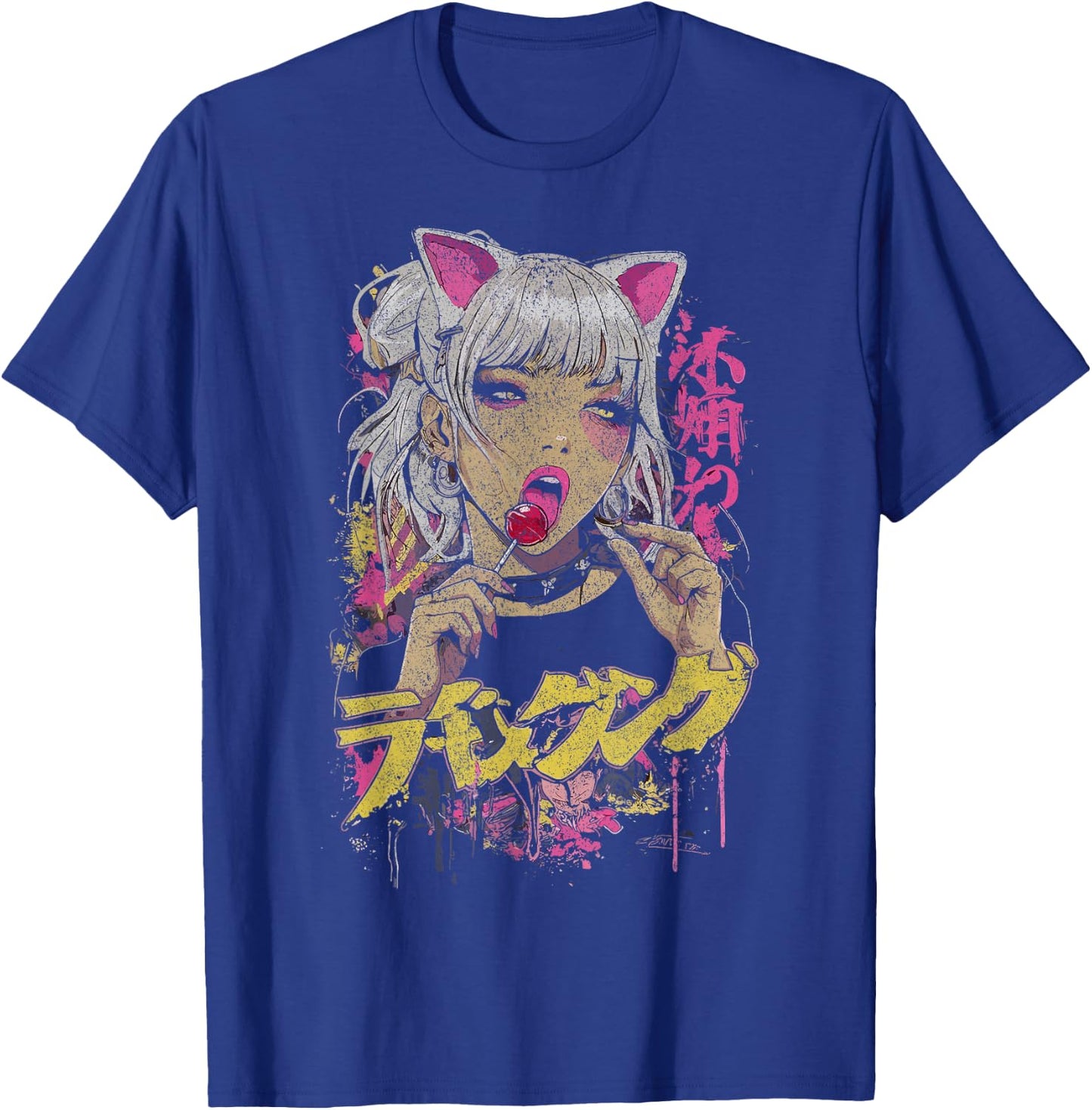 Japanese Streetwear Anime Girl Lolly Cyberpunk Y2K Anime T-Shirt - T-Shirt | Royal