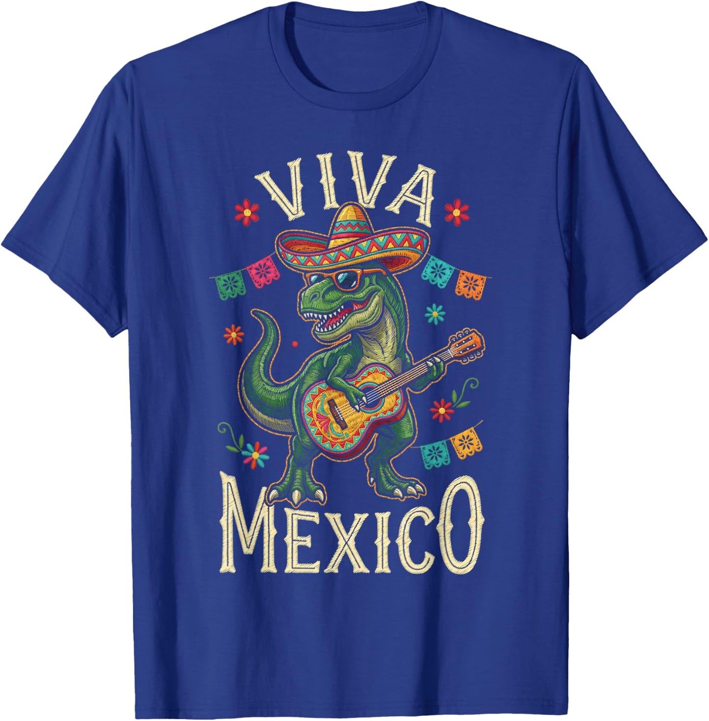 Viva Mexico Boy Dinosaur Mexican Independence Day Kids T-Shirt - T-Shirt | Royal