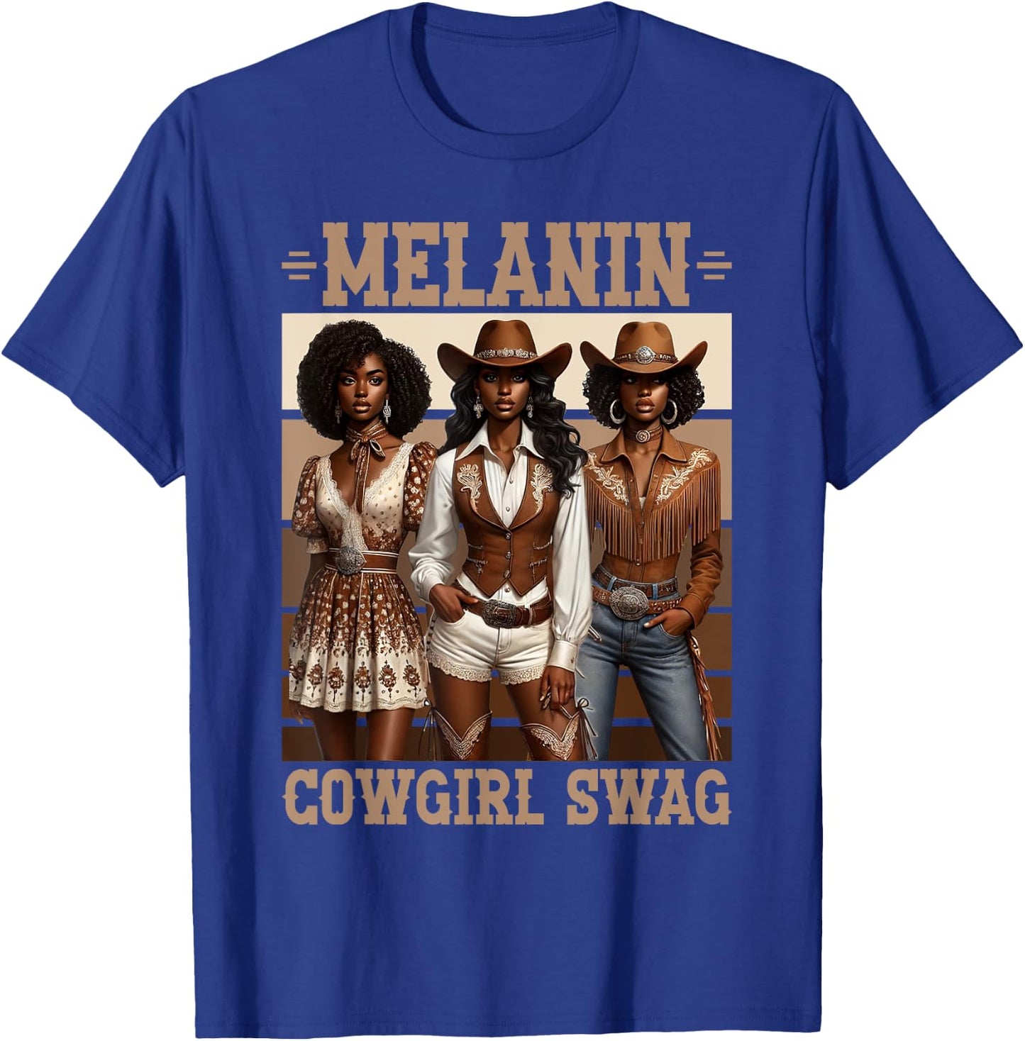 Melanin Cowgirl Swag Equestrian African American Western T-Shirt - T-Shirt | Royal